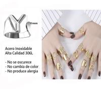 Anillos de letras iniciales acero inoxidable ajustable, Anillos abiertos de letras para mujer, joyería de moda - details 3