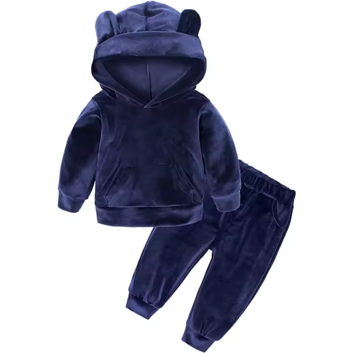 Conjunto de Sudadera Con Capucha para Niño y Niña, Sudadera Con Capucha de Orejas de Oso y pantalones Largos, 1-7 - 1