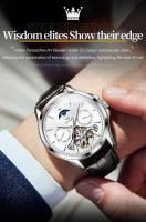 Reloj de Turbo Automático de Cuero OLEVS Impermeable, Fecha de Semana, Fase Lunar, Estilo Militar - details 7