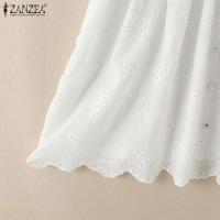 ZANZEA-vestido de mujer de encaje de retales, Vestidos informales de verano y primavera, Vestidos con cuello en A, ropa de calle por encima de la rodilla, vestido veraniego - details 13
