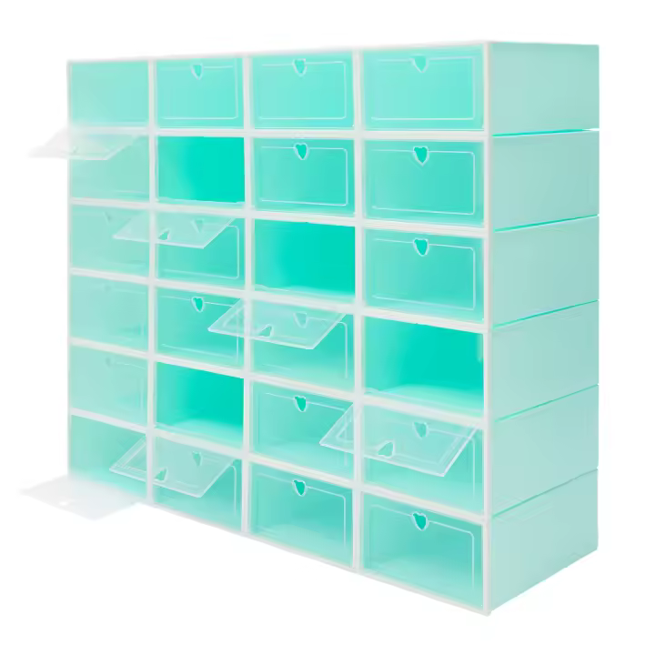 Caja de zapatos con tapa abatible de 24 piezas, caja de zapatos transparente, caja de zapatos de plástico para el hogar para hombres y mujeres, maravilla de almacenamiento de zapatos, gabinete de zapatos simple de múltiples capas, conjunto de zapatero, ca - 1