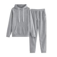 Suéter con capucha de manga larga para mujer, traje de dos piezas, suelto, informal, Color sólido, talla grande - details 6