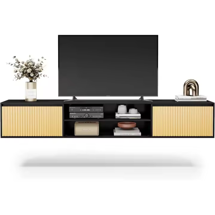 Moderno con 2 Ante Silenziose, Mueble di Design, Flotante, Consola Multimedia - 1