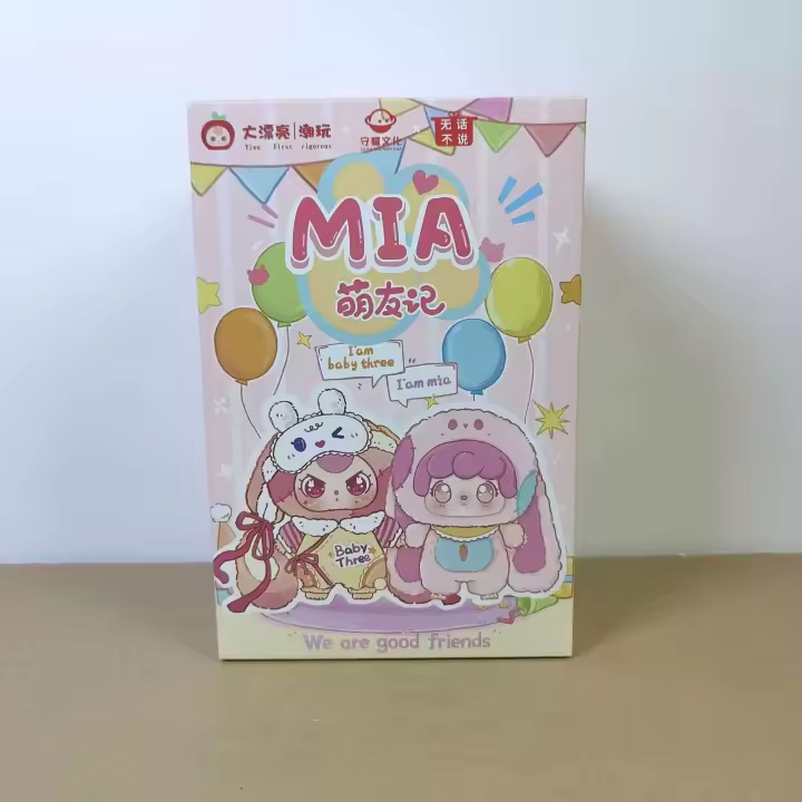 Caja ciega de vinilo con dibujos animados para bebé, tres Mia Friend'S, decoración de muñecas, colgante de juguete, regalos de cumpleaños para niños - 1
