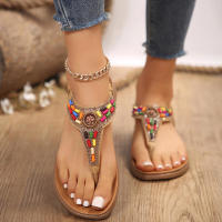 Sandalias Planas de Estilo Bohemio para Mujer Sandalias de Gladiador con Clip - details 3