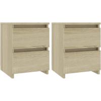 vidaXL 2X Mesitas de Noche Contrachapada Casa Hogar Decoración Diseño Estilo Habitación Dormitorio Mesilla Cama Cómoda 30x30x40 cm Color Roble Sonoma - details 0