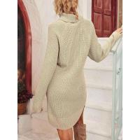 Vestido de punto elegante para mujer cuello redondo, color sólido, estilo elegante - details 5