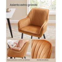 Silla de comedor, silla de cocina, sillón de terciopelo, silla tapizada con reposabrazos, carga máxima. de120 kg, Patas de Metal, para Comedor, Cocina, Rosa Jalea y Dorado Pálido LDC087R01 - details 17