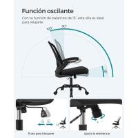 Silla de Oficina, Silla de Escritorio de Malla, Silla Giratoria Ergonómica, Soporte Lumbar, Oscilante, Asiento de 53 cm, Apoyabrazos Abatibles, Negro OBN037BKV2 - details 8