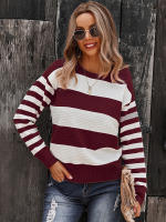 Suéter empalmado a rayas para mujer, Jersey de punto a la moda, novedad de otoño e invierno, 2023 - details 18
