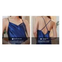 Camisón Con Correa Cruzada De Color Sólido Con Cuello De Una Palabra Para Mujer, Tirantes Medianos Y Largos Sin Espalda Sexy De Verano - details 2