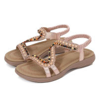 Sandalia sandalias planas huecas de gran tamaño con diamantes y estilo cómodo para mujer en verano - details 2
