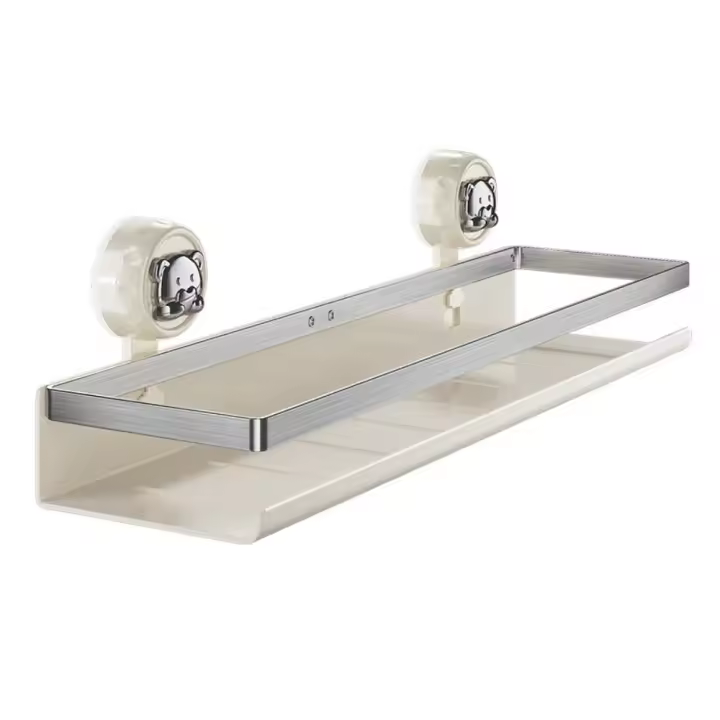Estantes de almacenamiento de cocina con ventosa, organizador de condimentos de acero inoxidable de 12cm de ancho, estantes colgantes resistentes para baño, despensa - 1