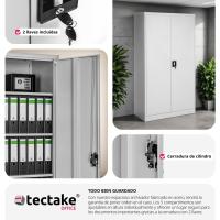 Armario Archivador Oficina en Acero, Armario Exterior e Interior con Cerradura, Armario Multiusos con 2 Puertas, 4 Estantes Ajustables y 5 Alturas, Fácil Montaje, 180x90x40 cm - Gris - details 5