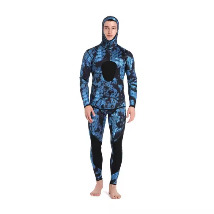 DEMMET-traje de buceo de 3mm para hombre, traje de neopreno de camuflaje Premium, traje de buceo de dos piezas, Sudadera con capucha, traje de esnórquel - 1