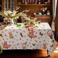 Mantel rectangular impermeable, mantel de conejito para colorear ral de primavera para comedor, fiesta en casa, decoración de Pascua - details 5