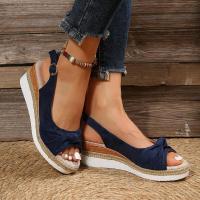 Nuevas sandalias casuales de cuña con lazo de cuerda de cáñamo de gran tamaño para mujer - details 3