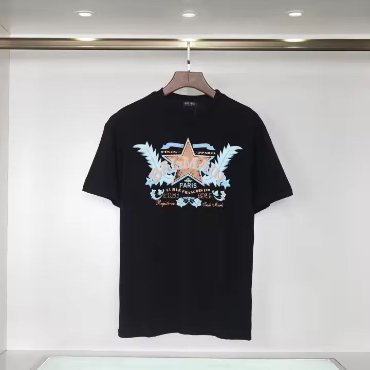 Camiseta Deportiva de Algodón Puro para Hombres Cuello Redondo, Impresión Delantera, Estilo Básico Casual, Artículo de Zapatillas y Ropa Deportiva - 1