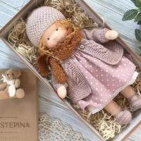 Muñeca de algodón Waldorf, figura de artista artesanal, tejido de pulgar de Navidad - details 3