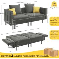 Sofá Cama de Terciopelo Versátil y Comodable para Sala de Estar, Dormitorio y Gabinete - details 2