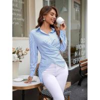 Camisas y blusas con botones en la cintura, a rayas, irregulares, juveniles, elegantes, nuevas para mujer - details 2