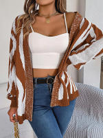 Cárdigan liso de manga larga para mujer, abrigo con cuello en V, informal, clásico, elegante, colores contrastantes, suéter de punto suave, Top, nuevo - details 13