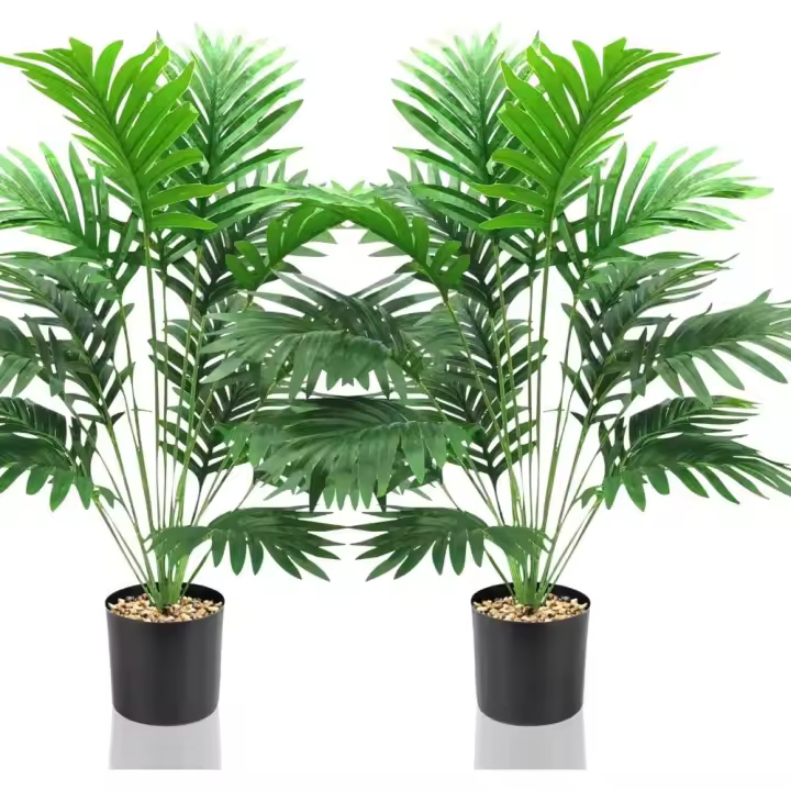 Juego de 2 Plantas Artificiales de 80 cm Decoración Interior con Flores Artificiales - 1