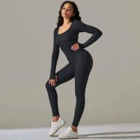 Ropa de una pieza con rosca, mono de Yoga sin costuras, Control de barriga, ropa de ejercicio de manga larga, elástico - details 14
