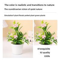 Plantas artificiales en maceta Multicolor Morning Glory, simulación Natural de plástico, accesorios para fotos en maceta, bonsái de imitación elegante - details 12