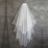Velo de novia corto barato con borde cortado en peine, 2 capas, accesorios de boda simples 2025 - details 0