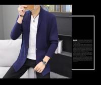 Suéter de otoño e invierno para hombre, suéter de punto, chaqueta, cárdigan largo para hombre, suéter de lana, suéter de color sólido - details 16