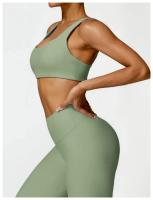 Conjunto de Yoga para Mujer de Cintura Alta Secado Rápido para Correr Fitness 2 Piezas Traje Deportivo sin Mangas de Nylon con Lining - details 9