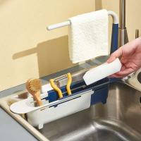 Organizador de grifo Telescc para fregadero de cocina, estante de almacenamiento ajustable para esponja, toalla y jabón - details 7