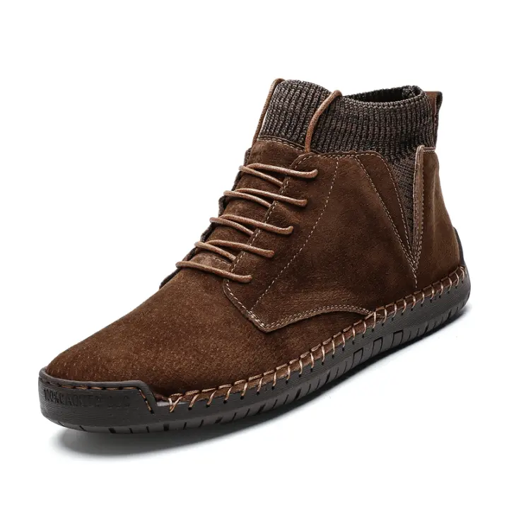 Botas de ante informales con cordones para hombre, botines Chukka hechos a mano, botas altas para caminar al aire libre - 1