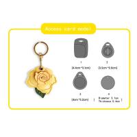 Llavero de cuero PU con flor rosa, llavero de Metal, funda protectora portátil para tarjeta de acceso, decorativa, multiusos - details 8