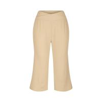 2024 primavera y verano mujeres elástico cintura alta 3/4 pantalón sólido Casual ajuste activo pantalones de pierna Capris anchos pantalones con bolsillos - details 44