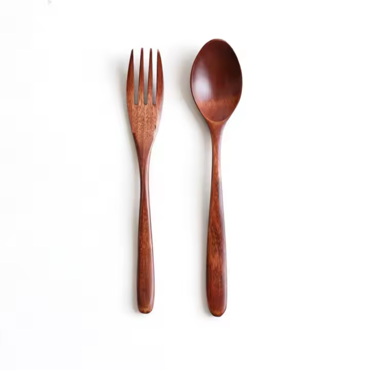 Utensilio de madera Natural para cereales, suministros de cocina, tenedor de arroz, juegos de vajilla, cuchara, vajilla - 1