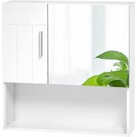 Mueble de Espejo Ajustable Estante con 4 Compartimentos Interiores y 1 Abierto MDF Blanco - details 6