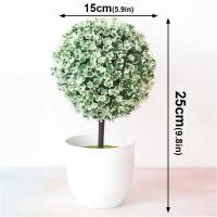 Plantas artificiales en maceta, bonsái verde, bola de nieve Sakura, plantas de árbol pequeño, flores falsas, adornos en maceta, decoración del jardín del hogar - details 1