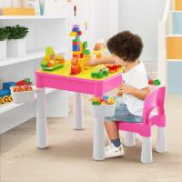 Infantil, Mesa de Actividades Construccion y Silla con 128 Piezas Juguetes de Creativos Grandes Clásicos para Niñas, Rosa - details 1