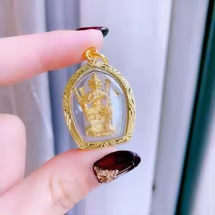 An Shen San Sheng Se Dragon Po Colgante original de cuatro lados Mini marca de Buda tailandés - 1