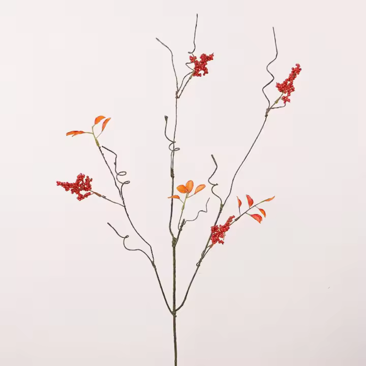 Hoja de arce roja Artificial de 84cm, planta de hoja de otoño elegante de plástico, rama de hoja de arce falsa hecha a mano, escritorio para sala de estar - 1