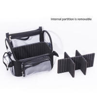 Bolsa de maquillaje de PVC para mujer, estuche de cosméticos transparente, resistente al agua, de gran capacidad, con compartimentos - details 5