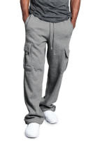 Pantalones deportivos sueltos para hombre, pantalones casuales con encaje, cintura elástica, bolsillo, color sólido - details 5