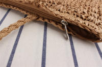 Bolso de mano de ocio étnico francés, hombro tejido Vertical, Cuadrado de hierba de verano - details 10