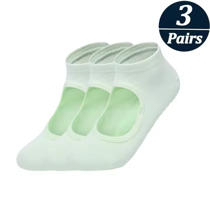 Calcetines de Yoga con espalda descubierta para mujer, medias deportivas antideslizantes de silicona para interior de baile, Ballet, Fitness, entrenamiento de algodón, Pilates, gran oferta, 3 pares - 1
