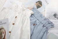 Women summer midi elegant solid high waist a-line cotton skirt - details 3