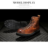 Botas de cuero de alta gama para hombre, zapatos de piel de vaca pura, botas altas de piel de vaca de primera capa - details 15