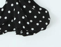 TRAFZA-Conjunto de falda con estampado de lunares para mujer, Top corto de manga corta con cuello cuadrado, falda con abertura de cintura alta, Vintage, Primavera, 2024 - details 7
