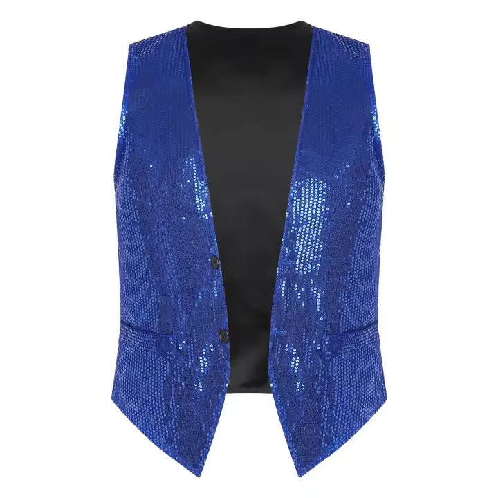 Chalecos de lentejuelas brillantes para hombre, chaleco sin mangas a la moda para Jazz, Hip-hop, fiesta de baile Rave, ropa para discoteca, disfraz de actuación - 1